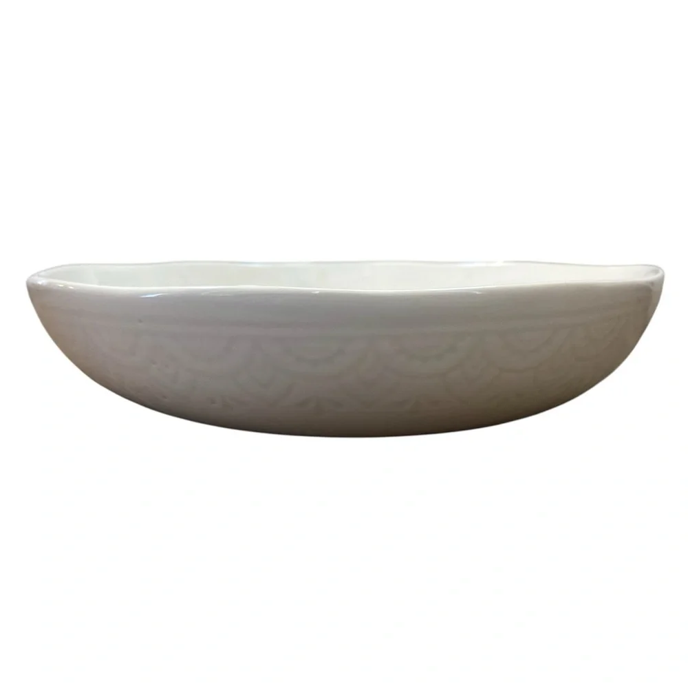 NWT SH Home Henna White Stoneware Dinner Bowl 8.5
